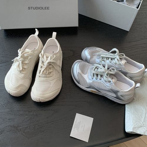 葡萄妈studiolee 增高4cm~ 时髦歪头网面拼接轻便赤足休闲运动鞋主图