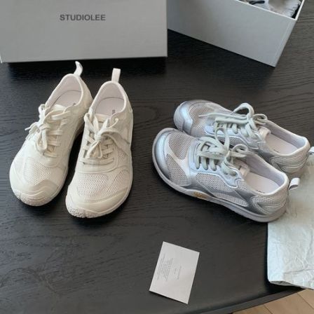 葡萄妈studiolee 增高4cm~ 时髦歪头网面拼接轻便赤足休闲运动鞋