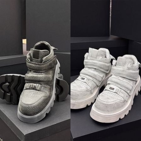 【聚】6635   高奢定制爆裂肌理厚底高帮休闲鞋   w269-6602