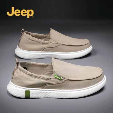 Jeep吉普老北京布鞋男鞋2026新款夏季透气一脚蹬帆布鞋休闲懒人鞋