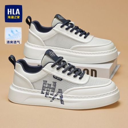 HLA/海澜之家男鞋夏季新款透气网面鞋清爽透气舒适板鞋小白鞋男