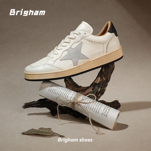 Brigham/布里根姆“小G”手工复古擦色做旧脏星星休闲牛皮板鞋D280主图