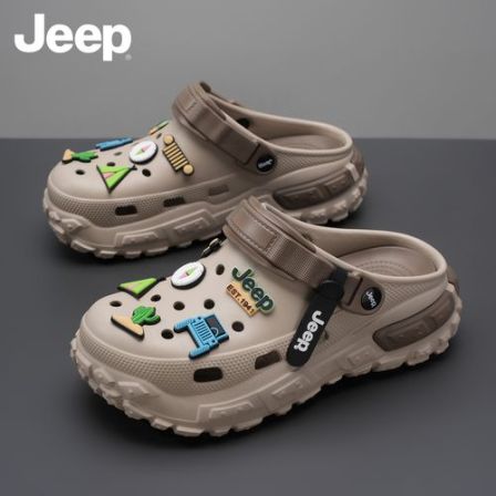 JEEP/吉普溯溪鞋男夏季外穿厚底情侣沙滩凉鞋防滑包头洞洞凉拖鞋