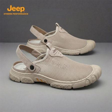JEEP/吉普男鞋夏季新款透气镂空网面洞洞鞋开车运动休闲沙滩凉鞋