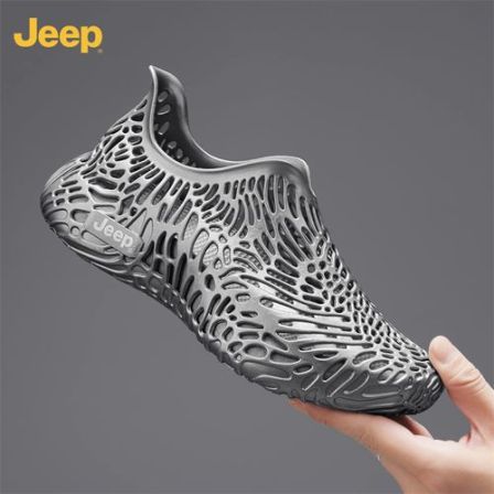 JEEP吉普男鞋夏季新款镂空透气一体凉鞋3d打印沙滩潮流套脚洞洞鞋