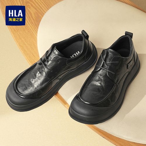 HLA/海澜之家男鞋新款夏季防撞时尚系带休闲皮鞋男士厚底耐磨通勤主图