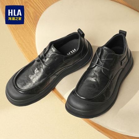 HLA/海澜之家男鞋新款夏季防撞时尚系带休闲皮鞋男士厚底耐磨通勤
