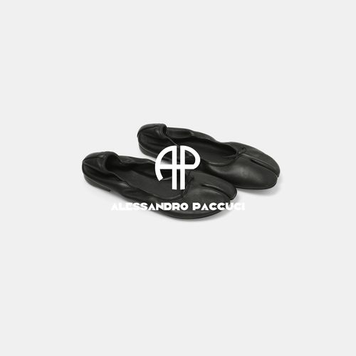 AP▸洛哥61054XD 【皮袜子】羊皮分趾蝴蝶结松紧鞋带平底气质单鞋主图