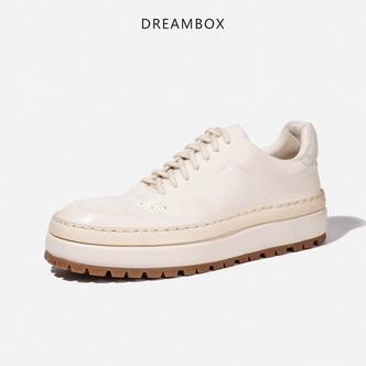 DREAMBOX钧博vibram手工水洗马皮休闲板鞋男春夏透气英伦小白鞋