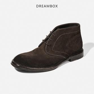 DREAMBOX钧博沙漠靴秋冬反绒皮男靴英伦复古防滑中帮马丁靴