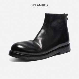 DREAMBOX钧博石洗马皮极简风男靴纯手工舒适皮靴英伦百搭男士靴子