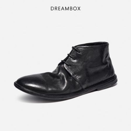 DREAMBOX钧博石洗马皮短靴2025新款中帮马丁靴英伦复古工装皮鞋