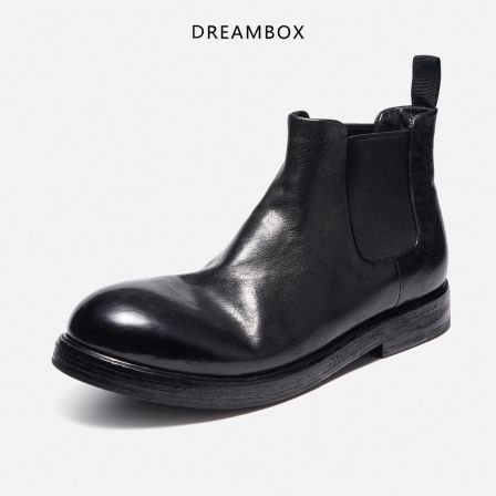 DREAMBOX钧博vibram马皮复古英伦男靴秋冬新款纯手工皮底切尔西靴