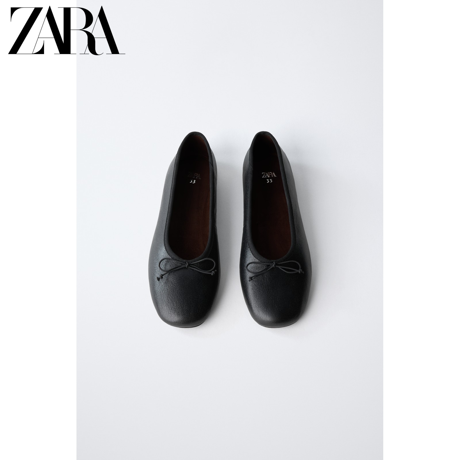 ZARA2026早秋新品 童鞋女童 皮革蝴蝶结芭蕾平底鞋 2520830 800主图