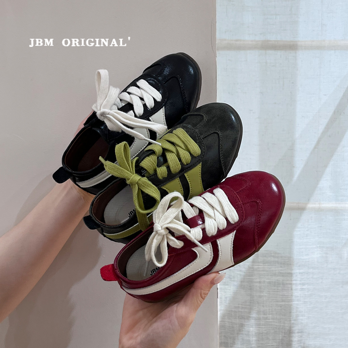 JBM 2026秋季新款儿童复古红色德训鞋男女童拼色休闲板鞋运动鞋主图
