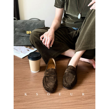 K姐KSOEUR 褶皱极简乐福鞋 头层牛皮高级感时尚女鞋