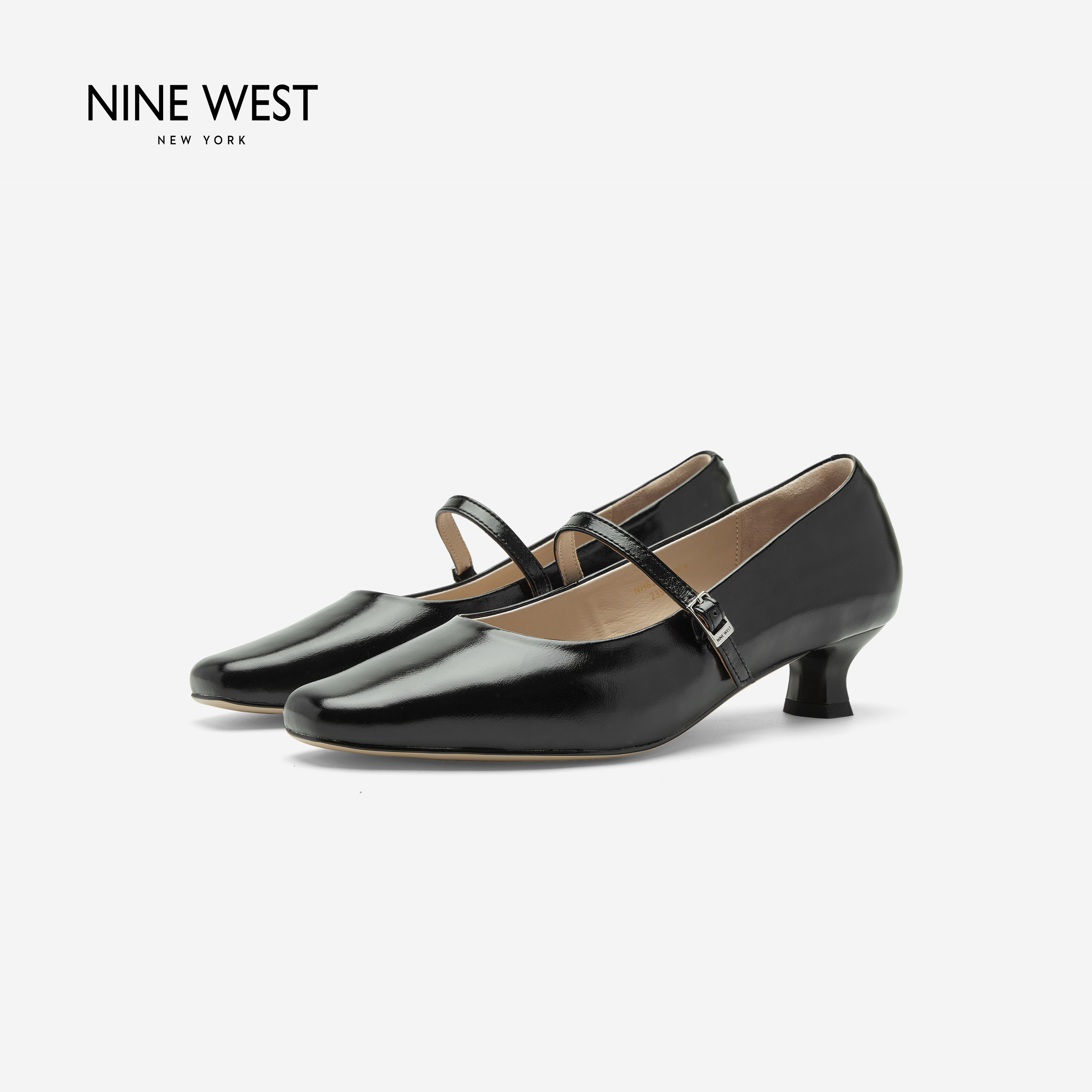 Nine West/玖熙复古风玛丽珍鞋女方头一字带猫跟时尚气质浅口单鞋主图