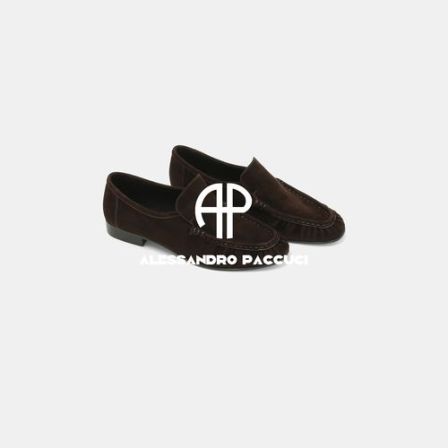 AP｜洛哥63051XD羊反绒手工捏褶鞋头经典时尚百搭懒人乐福鞋单鞋