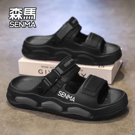SENMA/森马凉鞋男夏季外穿防滑踩屎感厚底户外穿两用运动沙滩拖鞋
