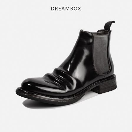DREAMBOX钧博vibram马臀皮切尔西靴固特异男靴手工皮底男士皮靴