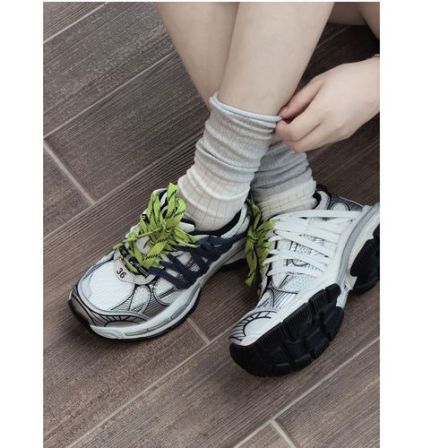 【跟高5cm】早秋新款潮流做旧厚底老爹鞋捆绑休闲鞋女8456