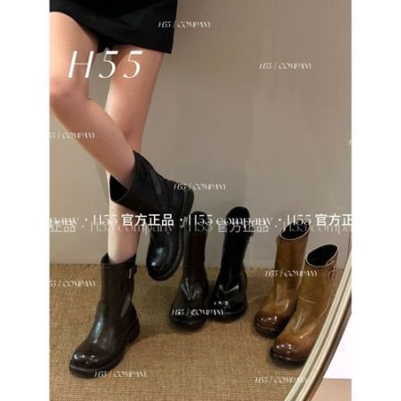 【H55粉丝专享】雙正系列-重工水洗油蜡牛皮骑士靴4cm59-3697