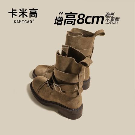 卡米高8cm内增高马丁靴女秋冬网红英伦风小个子短靴KM-W5038-3