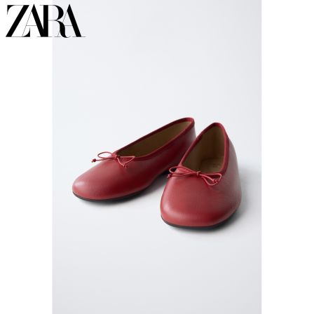 ZARA2026早秋新品 童鞋女童 皮革蝴蝶结芭蕾鞋 2538830 600