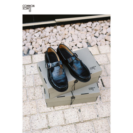 COMMON SCENTS鳗鱼皮压纹「Loafer」T-Bar金属日字扣牛皮乐福皮鞋