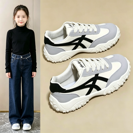 官网品牌女童德训小白鞋秋季2026新款儿童鞋子轻便女孩运动鞋软底