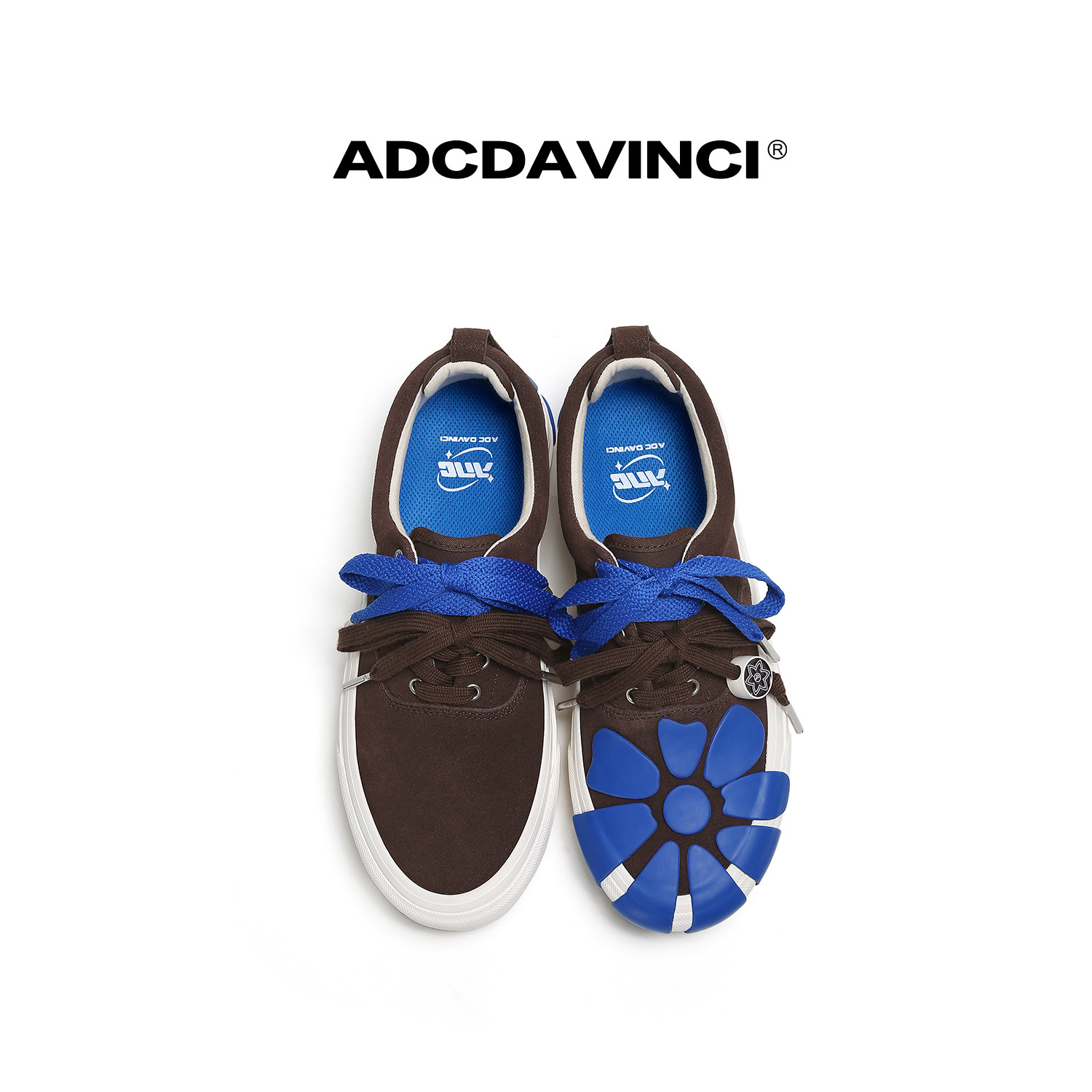 ADCDAVINCI-棕蓝花叙 复古小众男女潮帆布鞋双鞋带+足弓支撑鞋垫主图