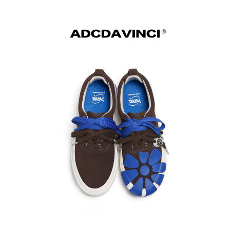 ADCDAVINCI-棕蓝花叙 复古小众男女潮帆布鞋双鞋带+足弓支撑鞋垫