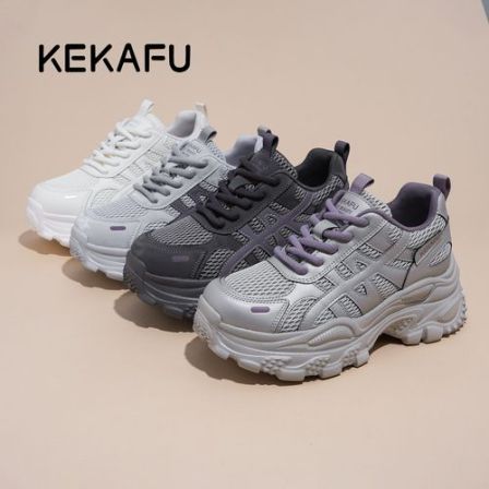 KEKAFU/珂卡芙【隐形增高9CM】网面厚底2026时尚休闲老爹鞋新款ins