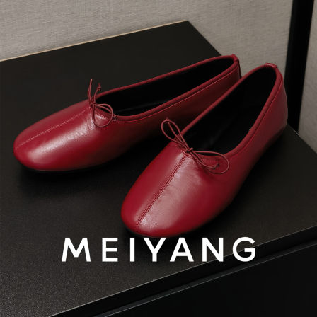 美洋MEIYANG 丝瓜单鞋 牛皮羊皮_简约秀气圆头蝴蝶结芭蕾鞋A0695