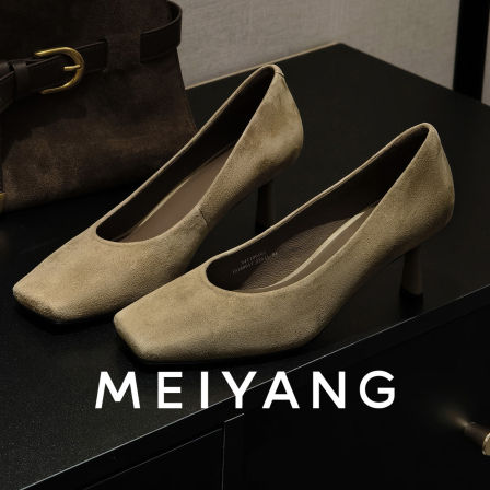 美洋MEIYANG 摩卡单鞋 羊皮革_优雅lady方头简约细跟高跟鞋A0391