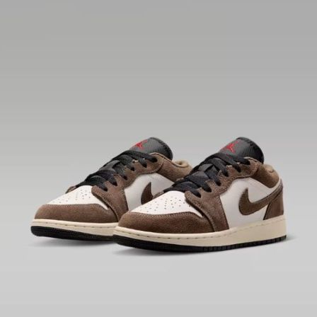 NIKE/耐克官方正品AJ1女子GS白摩卡低帮板鞋 燕麦格雷 553560-200