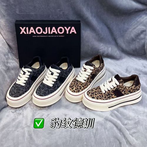 XIAOJIAOYA【豹纹德训】复古风百搭潮流休闲厚底板鞋（跟高5.5）主图