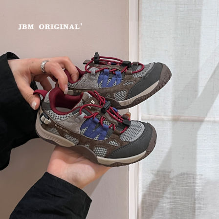 JBM 2026秋季新款儿童户外免系带运动鞋中大童休闲透气徒步登山鞋