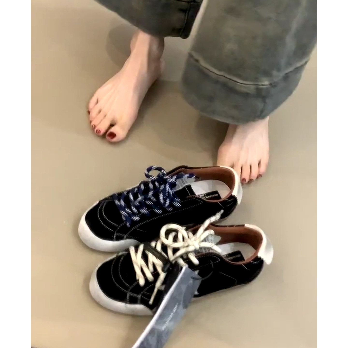 真皮~复古黑色德训鞋女厚底2026新款休闲运动鞋星星脏脏鞋阿甘鞋主图