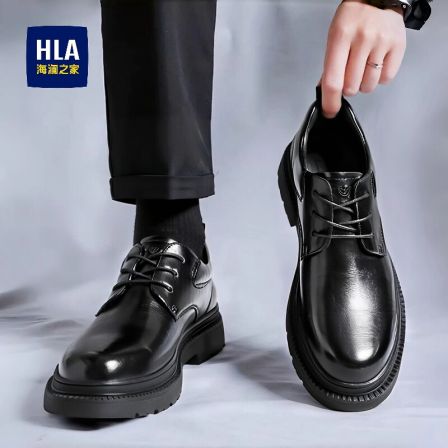 海澜之家男男士皮鞋真皮正品高档品牌商务休闲皮鞋厚底新郎结婚鞋