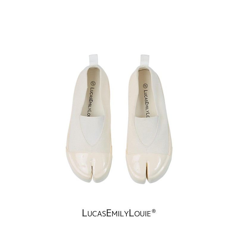 LucasEmilyLouie新款硫化分趾斜溶胶浅口帆布鞋260141主图