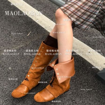 【一靴多穿】夏季透气增高长筒靴女款百搭春秋复古风拼接双层长靴