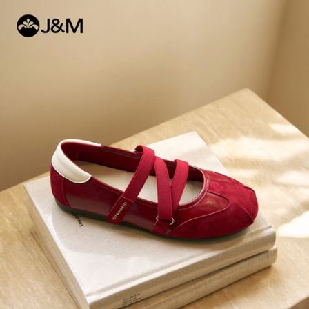 J&M/快乐玛丽复古舒适百搭交叉玛丽珍软底浅口休闲女鞋98878W