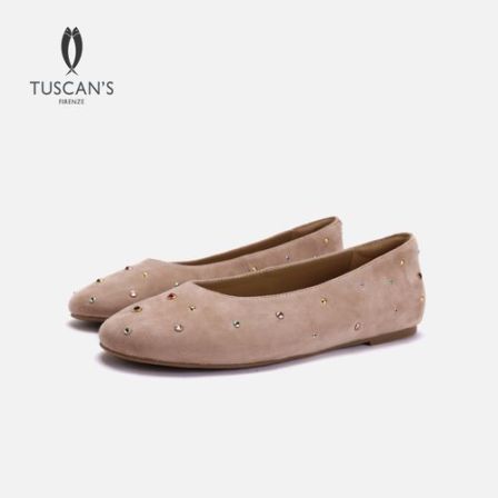 TUSCAN'S【视频款彩钻芭蕾单鞋跟2cm】圆头一脚蹬百搭舒适芭蕾鞋