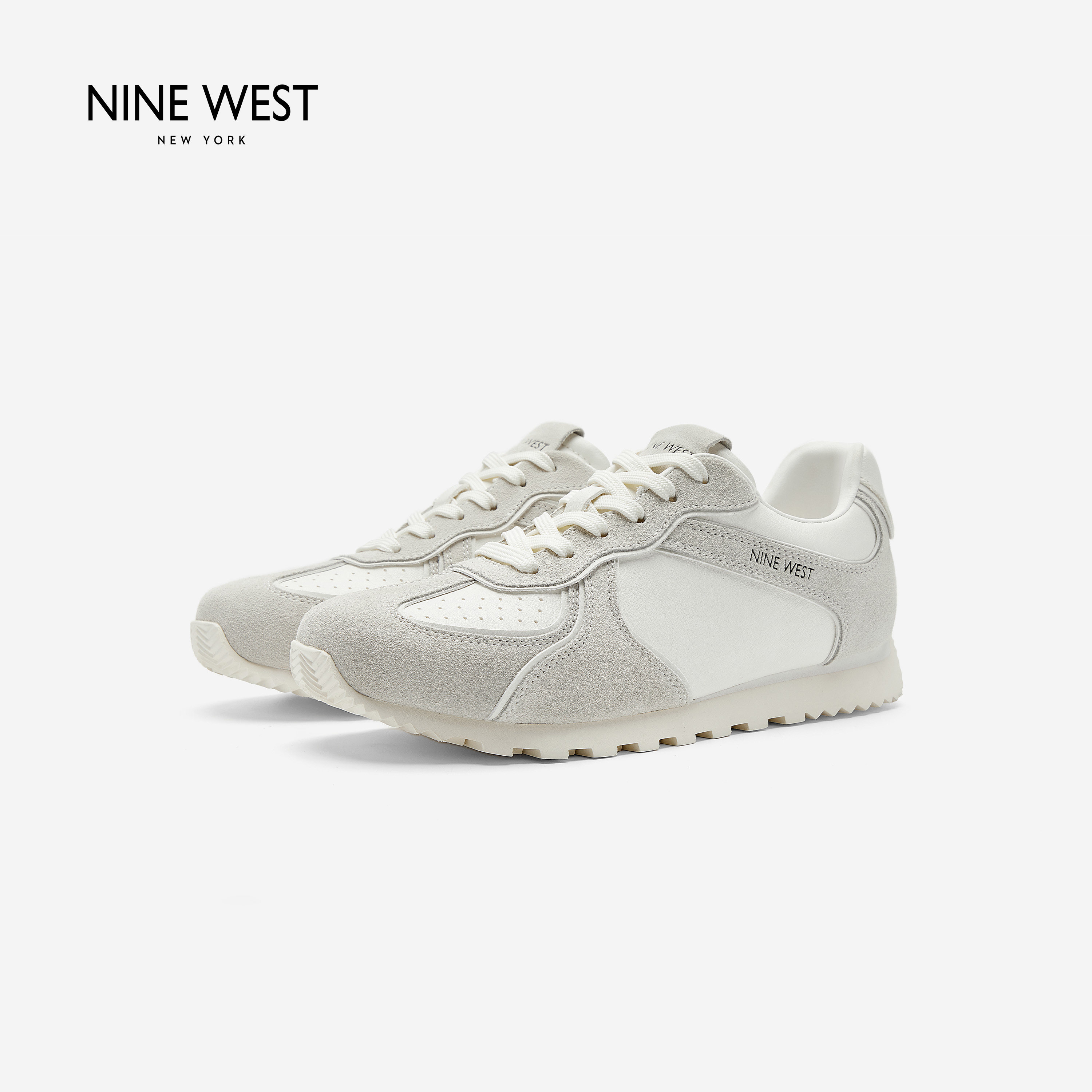 Nine West/玖熙通勤风厚底德训鞋女百搭舒适运动鞋圆头系带休闲鞋主图