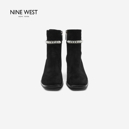 Nine West/玖熙新款2026秋冬法式绒面短靴女水钻装饰通勤时装靴