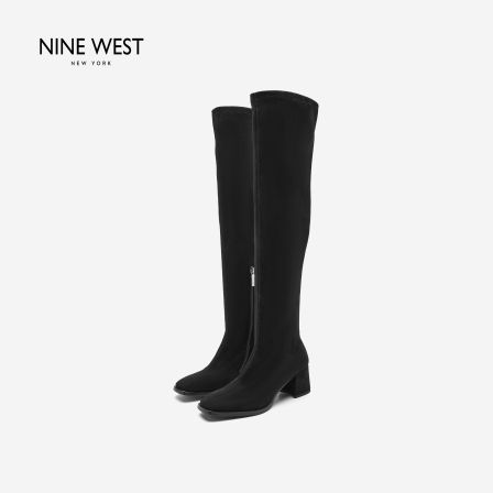 Nine West/玖熙新款2026秋冬黑色过膝长靴女粗跟瘦瘦靴通勤时装靴