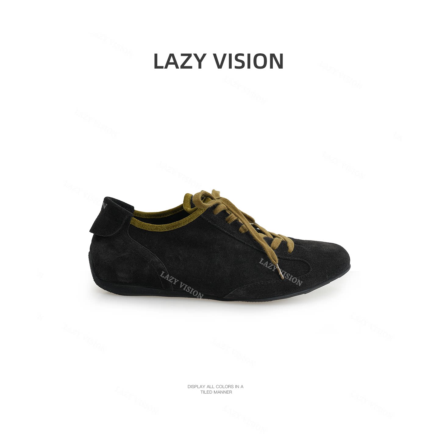 LAZYVISION复古进口牛猄皮德训鞋女休闲反绒麂皮感平底板鞋39516主图