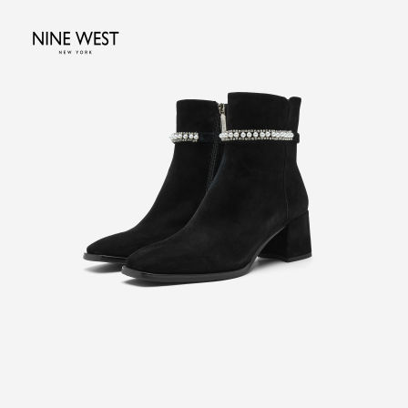 Nine West/玖熙新款2026秋冬粗跟短靴通勤时装靴百搭显瘦高跟女靴