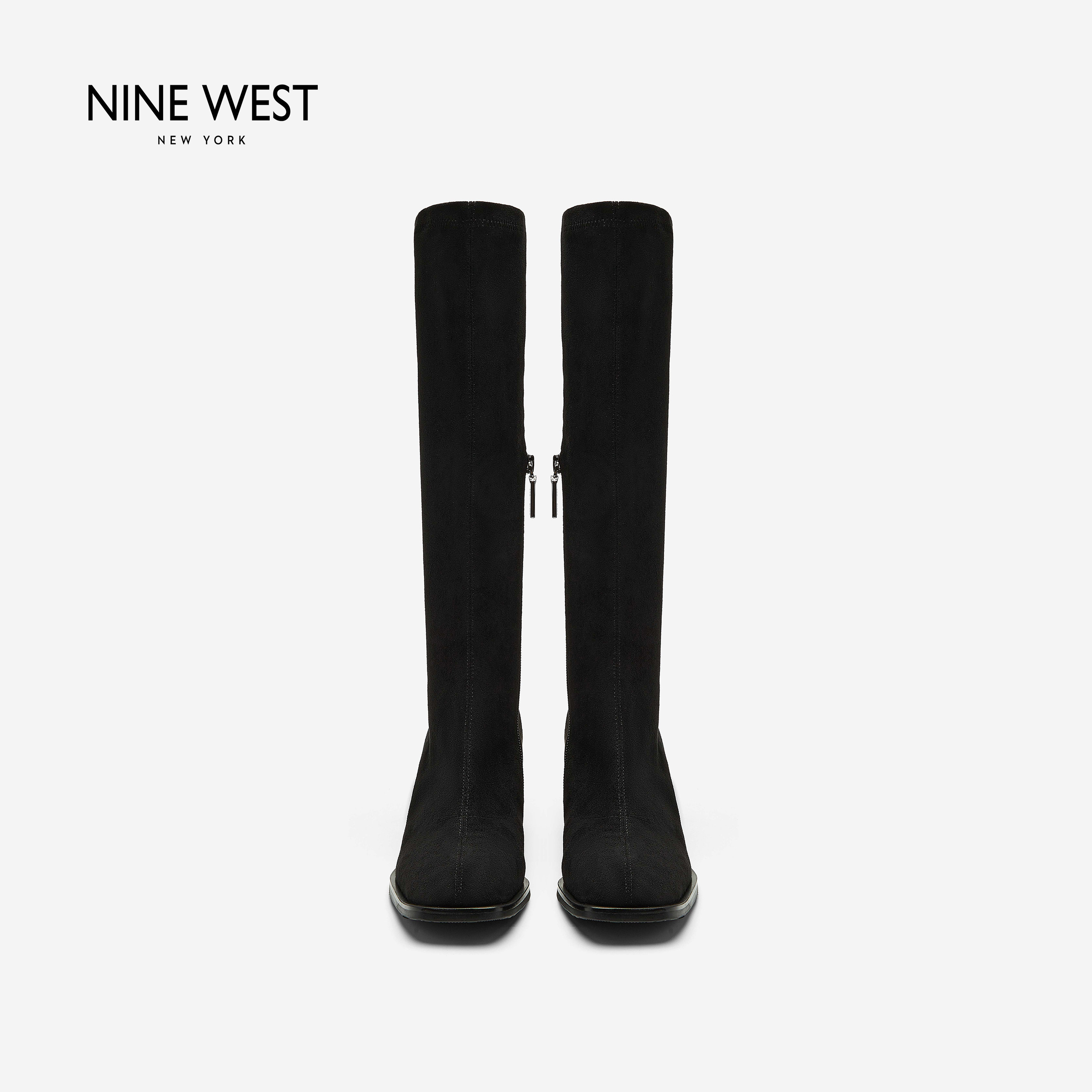 Nine West/玖熙新款2026秋冬黑色长靴女拉链瘦瘦靴通勤气质时装靴主图